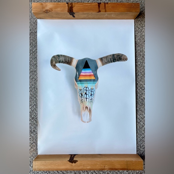 NWOT Huichol yarn painting. Print by Sayulita artist “Evoke the Spirit” 20”x 30” - Picture 2 of 2